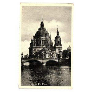 Berlin Cathedral Dom Vintage Black White Postcard Laco Architectural Landmark